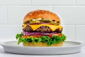 A juicy beef burger with all the fixings